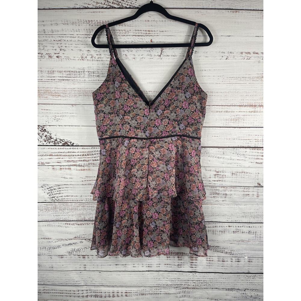 DB Studio Dress Women's 16 Floral Sleeveless Tiered Chiffon Beaded Maxi Formal - Picture 10 of 11